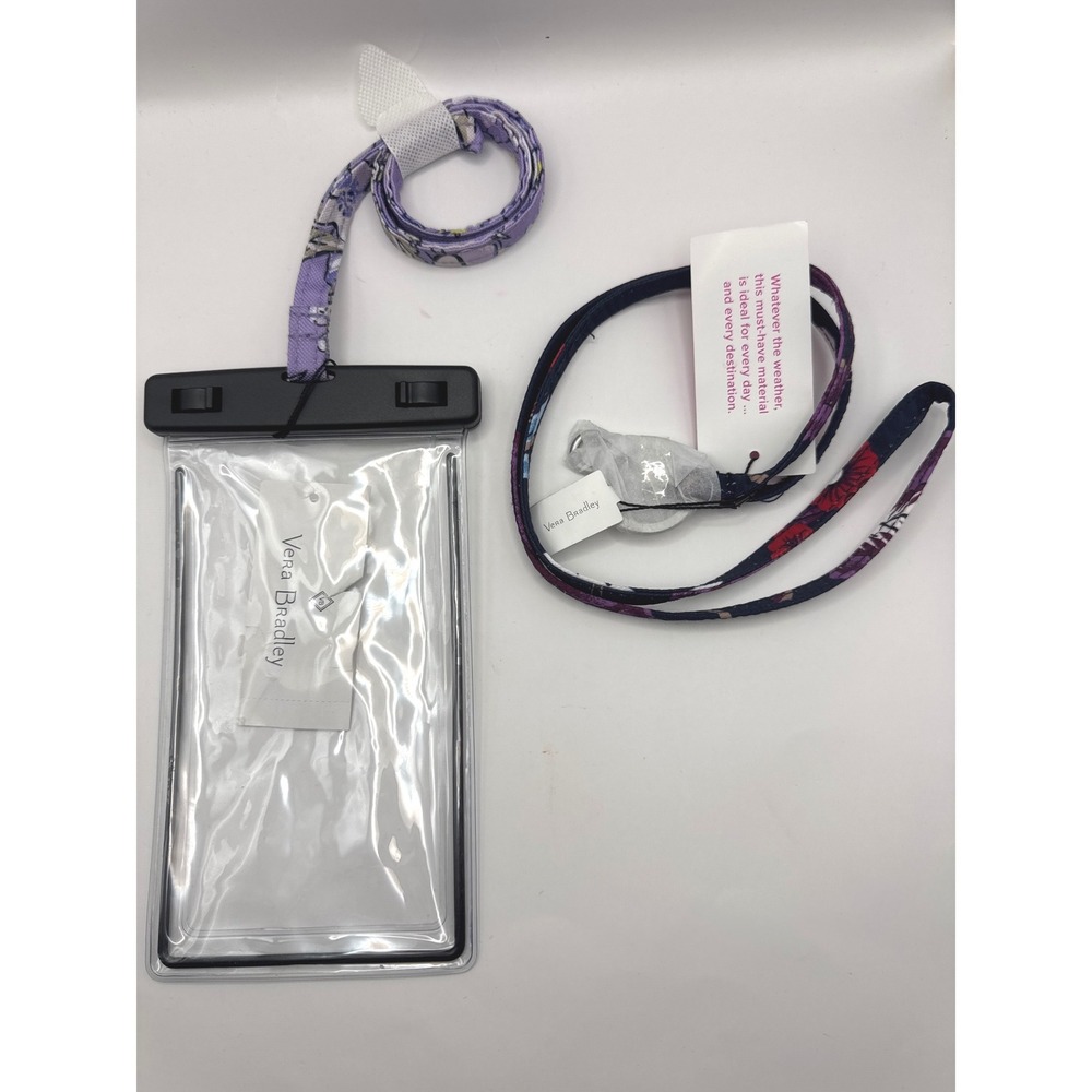Vera Bradley Waterproof Phone Pouch & 2 Lanyards Wild Roses Mayfair In Bloom NEW